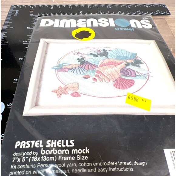 Dimensions Pastel Shells Crewel Embroidery Kit 7"x5" Barbara Mock Design - Picture 3 of 4